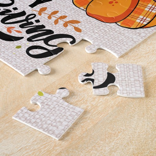 Happy Thanksgiving Gnomes Puzzle Legpuzzel (Zijkant)