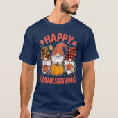 Happy Thanksgiving Gnomes Schattigee koffie en pom T-shirt (Voorkant)