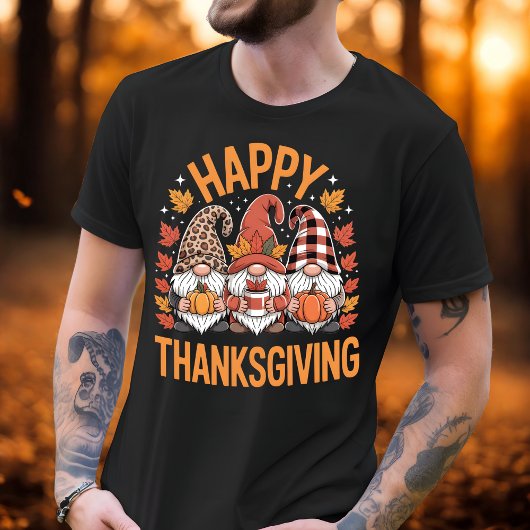 Happy Thanksgiving Gnomes Schattigee koffie en pom T-shirt