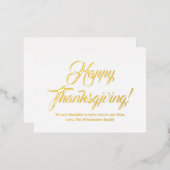 Happy Thanksgiving Gold aangepaste script elegant Folie Feestdagen Briefkaart (Voorkant / Achterkant)