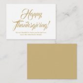 Happy Thanksgiving Gold aangepaste script elegant Notitiekaartje (Voorkant / Achterkant)