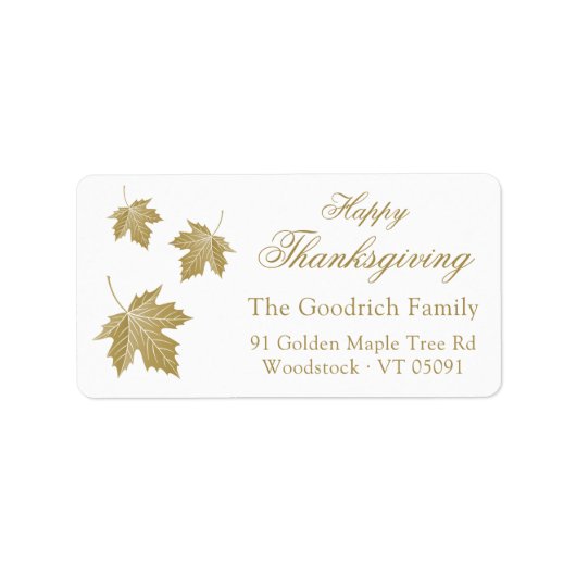 Happy Thanksgiving Gold Fall verlaat retouradres Etiket (Voorkant)