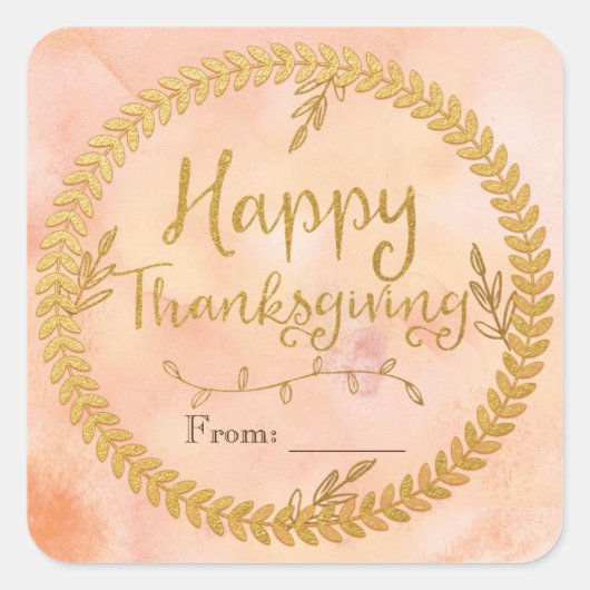 Happy Thanksgiving Gold Foil Wreate Stickers (Voorkant)