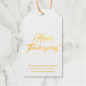 Happy Thanksgiving Gold kraft aangepaste tekst ele Cadeaulabels (Voorkant)