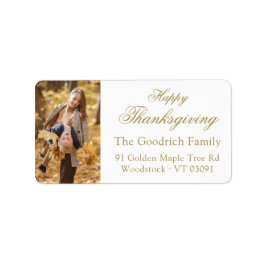 Happy Thanksgiving Gold Photo Retouradres Etiket