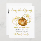 Happy Thanksgiving Gold Pumpkin - Nieuw thuisadres (Voorkant / Achterkant)