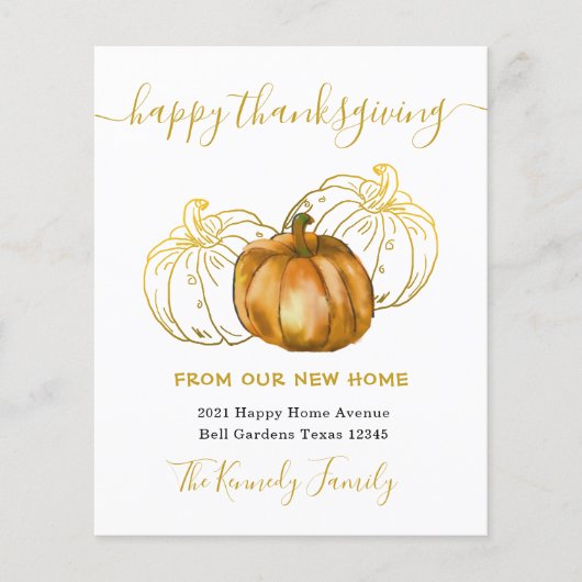 Happy Thanksgiving Gold Pumpkin - Nieuw thuisadres (Voorkant)