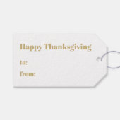 Happy Thanksgiving Gold White tot van modern Cadeaulabel (Voorkant (Horizontaal))