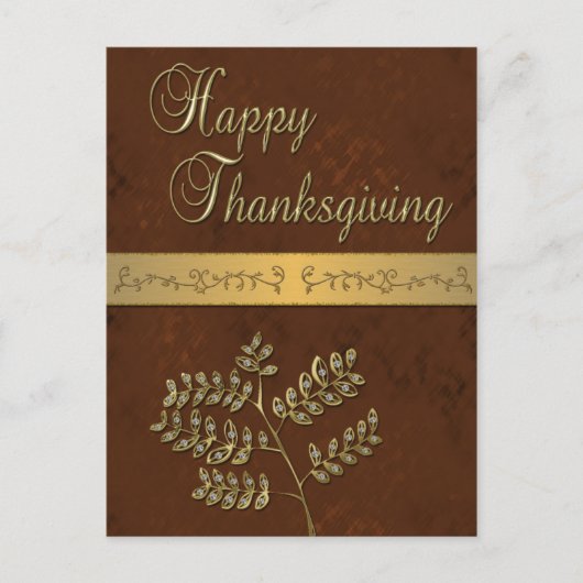 Happy Thanksgiving Golden Leaves - Briefkaart (Voorkant)