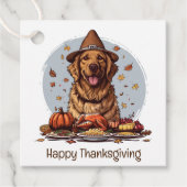 Happy Thanksgiving Golden Retriever Dog Bedankjes Labels (Voorkant)