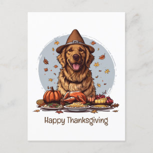 Happy Thanksgiving Golden Retriever Dog Briefkaart