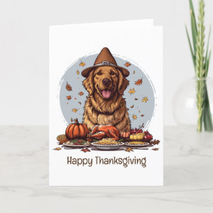 Happy Thanksgiving Golden Retriever Dog Feestdagen Kaart