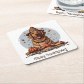 Happy Thanksgiving Golden Retriever Dog Kartonnen Onderzetters (Schuin)