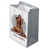 Happy Thanksgiving Golden Retriever Dog Medium Cadeauzakje (Voorkant Gekanteld)
