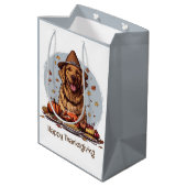 Happy Thanksgiving Golden Retriever Dog Medium Cadeauzakje (Achterkant Gekanteld)