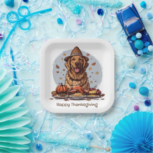 Happy Thanksgiving Golden Retriever Dog Papieren Bordje (Feest)
