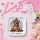 Happy Thanksgiving Golden Retriever Dog Papieren Bordje (Feest)
