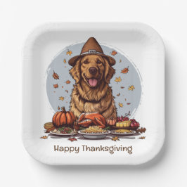 Happy Thanksgiving Golden Retriever Dog Papieren Bordje