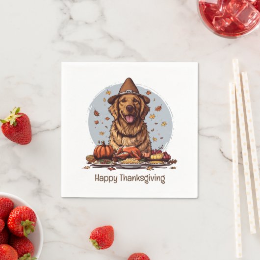 Happy Thanksgiving Golden Retriever Dog Servet (Insitu)