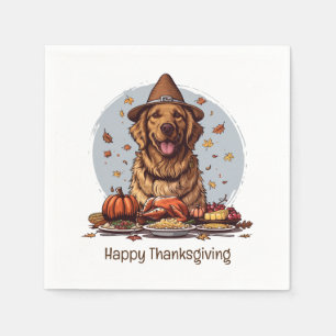 Happy Thanksgiving Golden Retriever Dog Servet