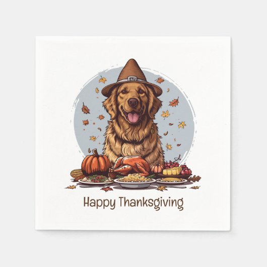 Happy Thanksgiving Golden Retriever Dog Servet (Voorkant)