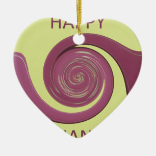 Happy Thanksgiving Golden Yellow whirl design.png Keramisch Ornament