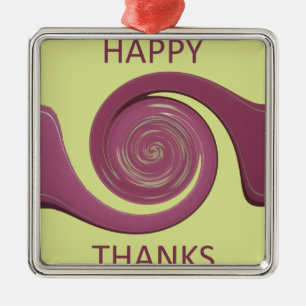 Happy Thanksgiving Golden Yellow whirl design.png Metalen Ornament