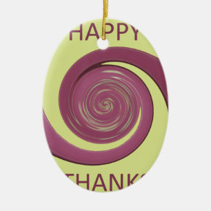Happy Thanksgiving Goud Gele wervel ontwerp.png Keramisch Ornament
