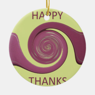 Happy Thanksgiving Goud Gele wervel ontwerp.png Keramisch Ornament