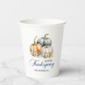 Happy Thanksgiving Goud Sinaasappel Blauwe Pompoen Papieren Bekers