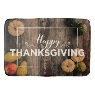 Happy Thanksgiving Gourds op Rustic Wood Badmat