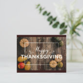 Happy Thanksgiving Gourds op Rustic Wood Briefkaart (Staand voorkant)