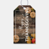 Happy Thanksgiving Gourds op Rustic Wood Cadeaulabel (Voorkant)