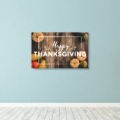 Happy Thanksgiving Gourds op Rustic Wood Canvas Afdruk (Insitu (Houten vloer))