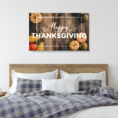Happy Thanksgiving Gourds op Rustic Wood Canvas Afdruk (Insitu (Slaapkamer))