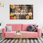 Happy Thanksgiving Gourds op Rustic Wood Canvas Afdruk (Insitu (Woonkamer))