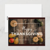 Happy Thanksgiving Gourds op Rustic Wood Feestdagenkaart (Voorkant / Achterkant)