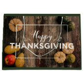 Happy Thanksgiving Gourds op Rustic Wood Groot Cadeauzakje (Voorkant)