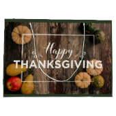 Happy Thanksgiving Gourds op Rustic Wood Groot Cadeauzakje (Achterkant)