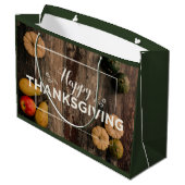 Happy Thanksgiving Gourds op Rustic Wood Groot Cadeauzakje (Achterkant Gekanteld)