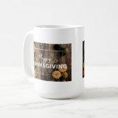 Happy Thanksgiving Gourds op Rustic Wood Koffiemok (Voorkant links)