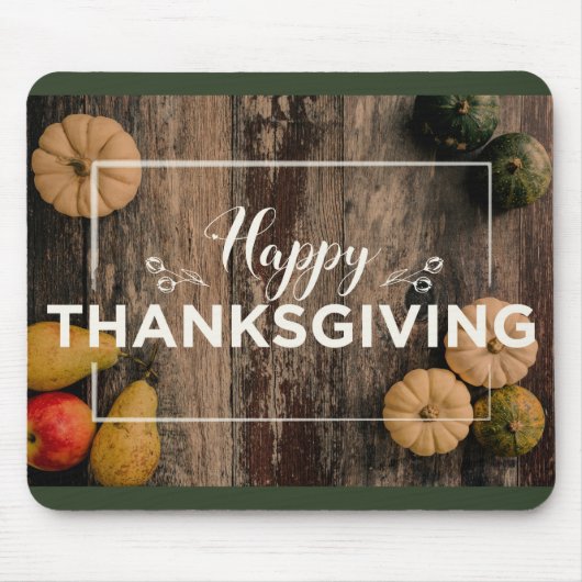 Happy Thanksgiving Gourds op Rustic Wood Muismat (Voorkant)