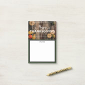 Happy Thanksgiving Gourds op Rustic Wood Post-it® Notes (Op bureau)