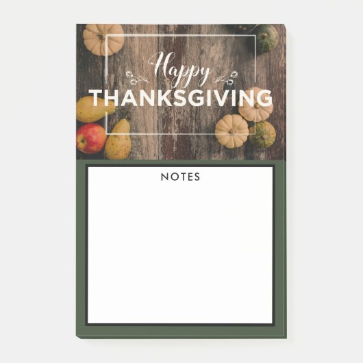 Happy Thanksgiving Gourds op Rustic Wood Post-it® Notes (Voorkant)