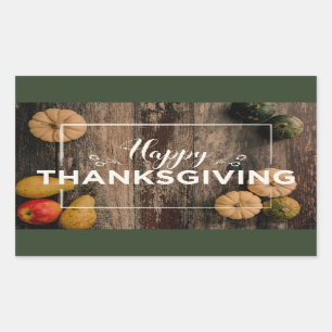 Happy Thanksgiving Gourds op Rustic Wood Rechthoekige Sticker