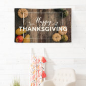 Happy Thanksgiving Gourds op Rustic Wood Spandoek (Insitu)
