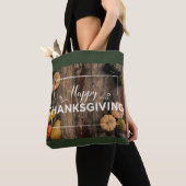 Happy Thanksgiving Gourds op Rustic Wood Tote Bag (Dichtbij)