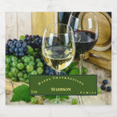 Happy Thanksgiving Grapes Greenery Sparkling Wijnetiket (Enkel label)