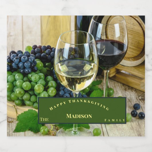 Happy Thanksgiving Grapes Greenery Sparkling Wijnetiket (Enkel label)