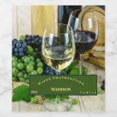 Happy Thanksgiving Grapes Greenery Wijn Etiket (Enkel label)